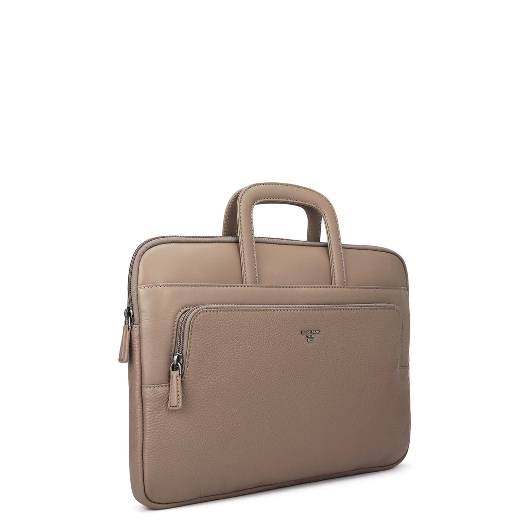 Wax Plain Leather Laptop Sleeve - Smoke Grey