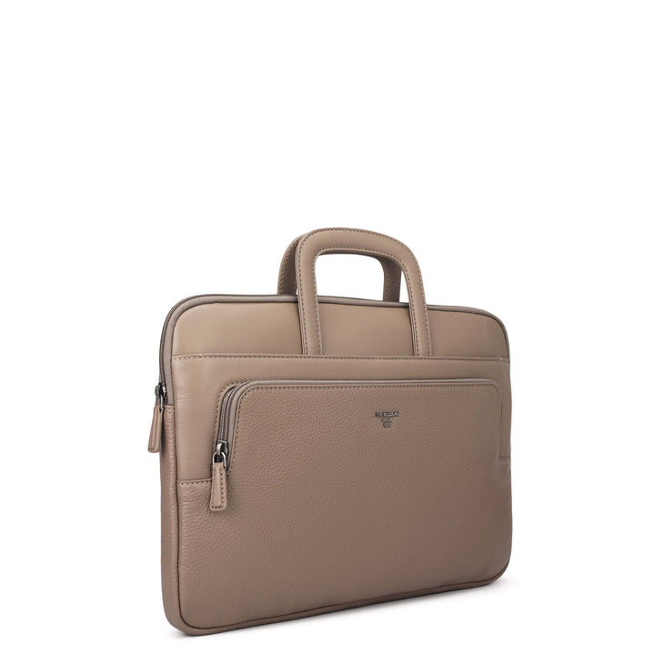 Wax Plain Leather Laptop Sleeve - Smoke Grey