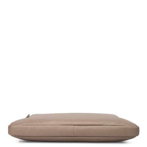Wax Plain Leather Laptop Sleeve - Smoke Grey
