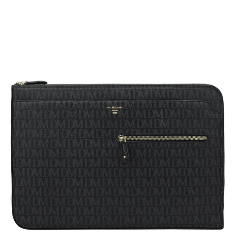 Monogram Leather Laptop Sleeve - Black