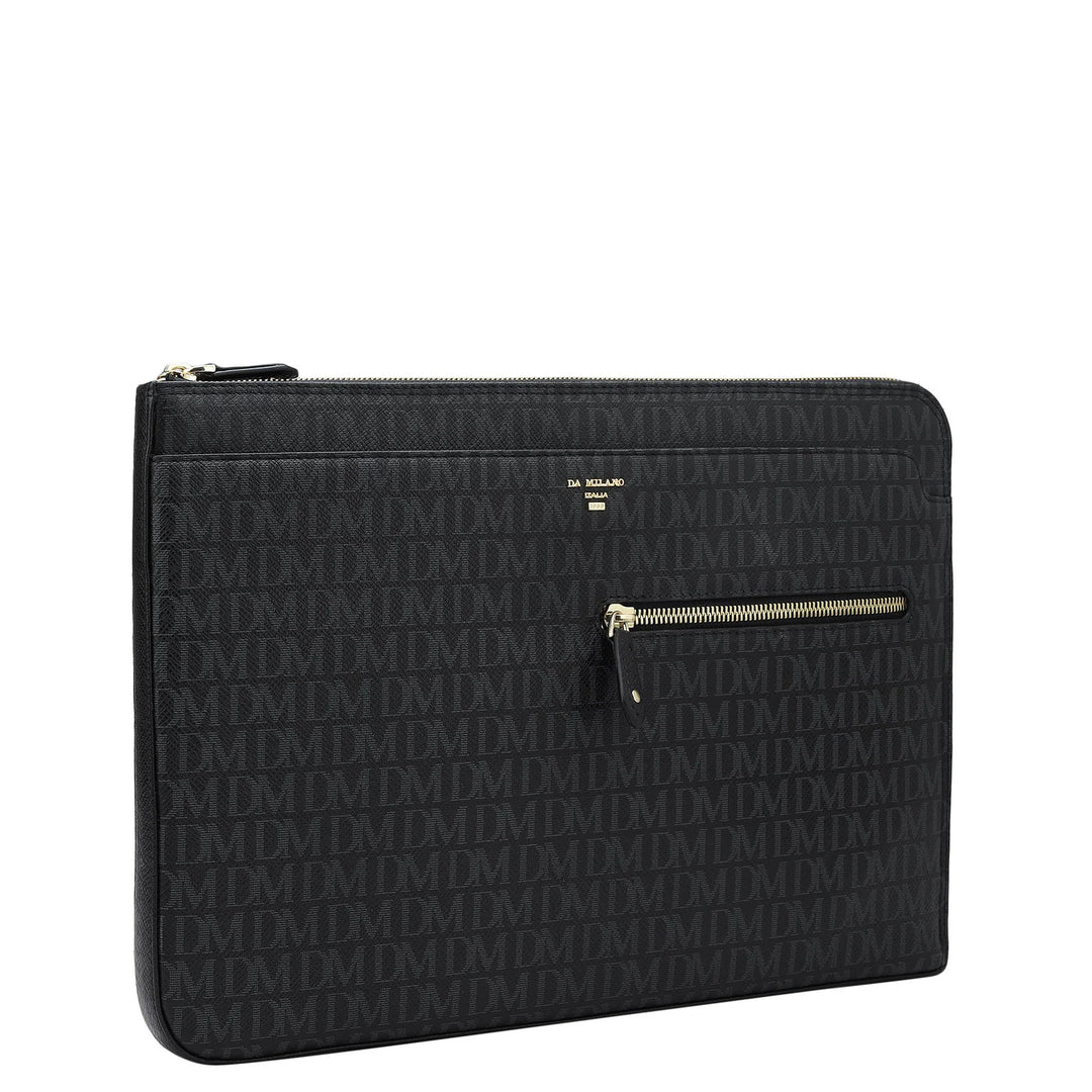 Monogram Leather Laptop Sleeve - Black