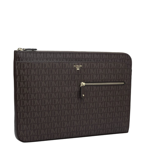 Monogram Leather Laptop Sleeve - Chocolate