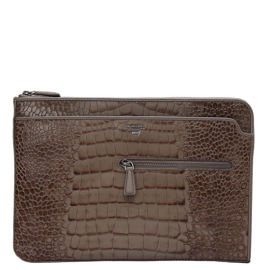 Croco Leather Laptop Sleeve (Medium) - Smoke Grey