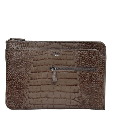 Croco Leather Laptop Sleeve (Medium) - Smoke Grey