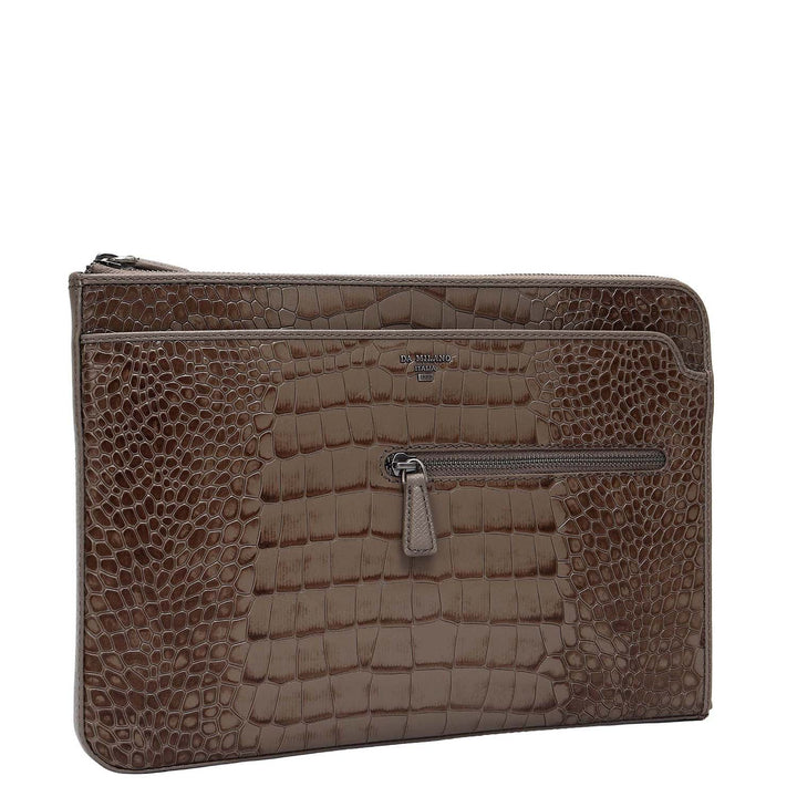 Croco Leather Laptop Sleeve (Medium) - Smoke Grey