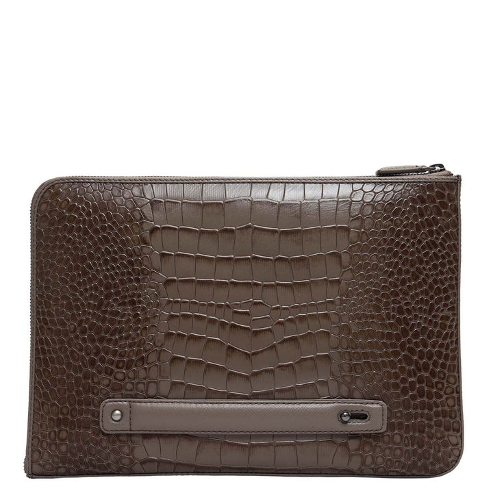 Croco Leather Laptop Sleeve (Medium) - Smoke Grey