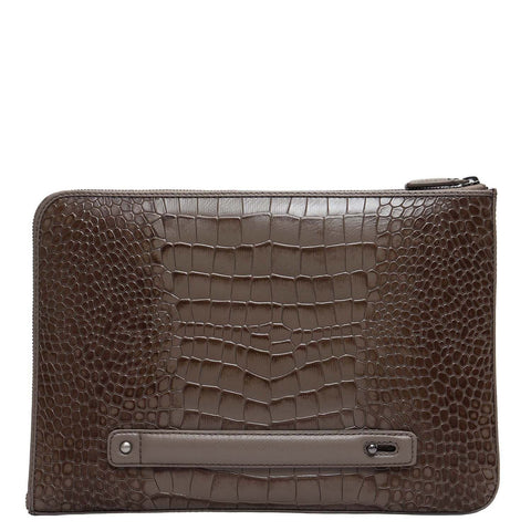 Croco Leather Laptop Sleeve (Medium) - Smoke Grey