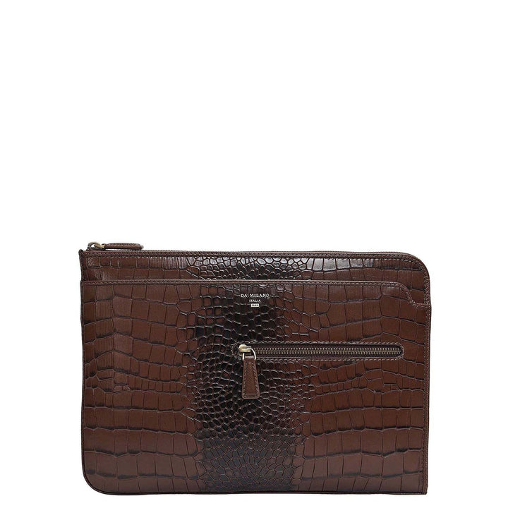 Croco Leather Laptop Sleeve (Small) - Brown