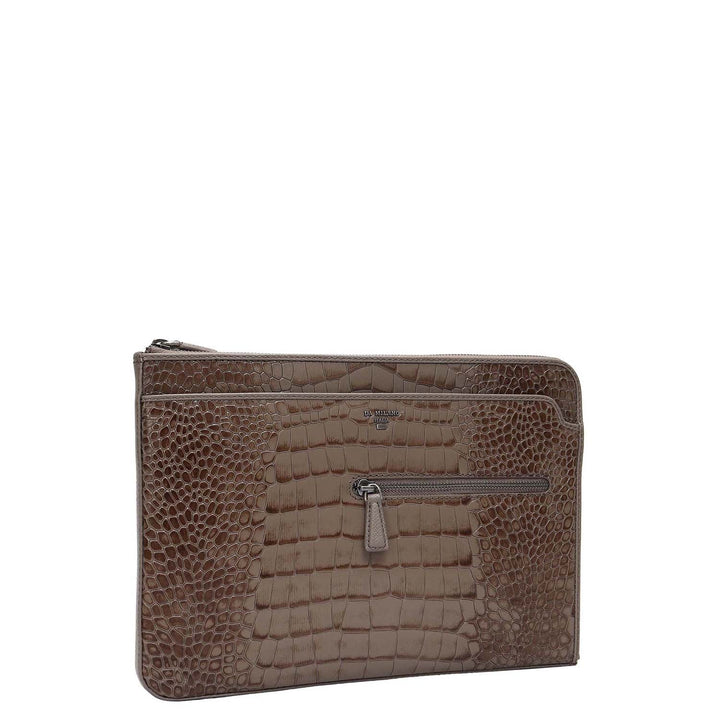 Croco Leather Laptop Sleeve (Small) - Smoke Grey