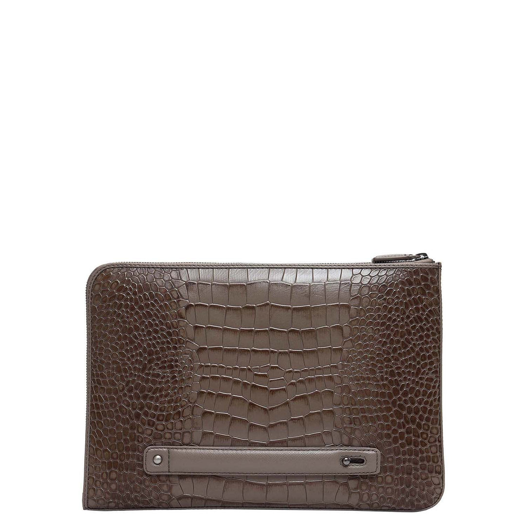 Croco Leather Laptop Sleeve (Small) - Smoke Grey