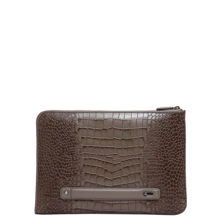 Croco Leather Laptop Sleeve (Small) - Smoke Grey