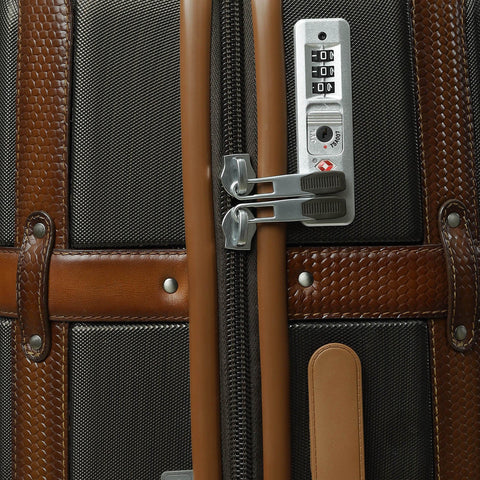 Medium PC Mat Emboss Leather Trolley - Bronze & Cognac