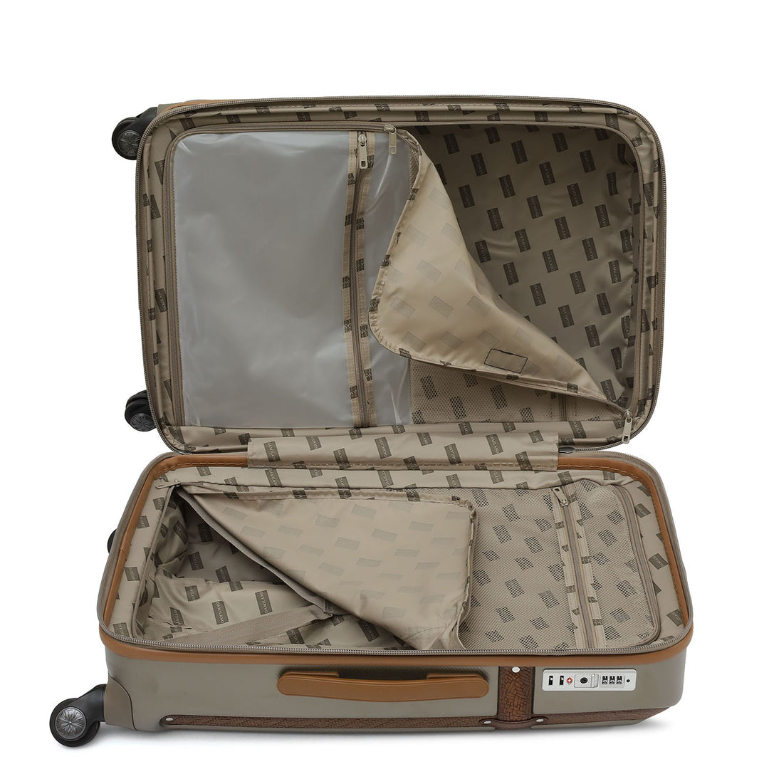 Large PC Mat Emboss Leather Trolley - Champange & Cognac