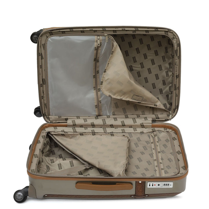 Large PC Mat Emboss Leather Trolley - Champange & Cognac