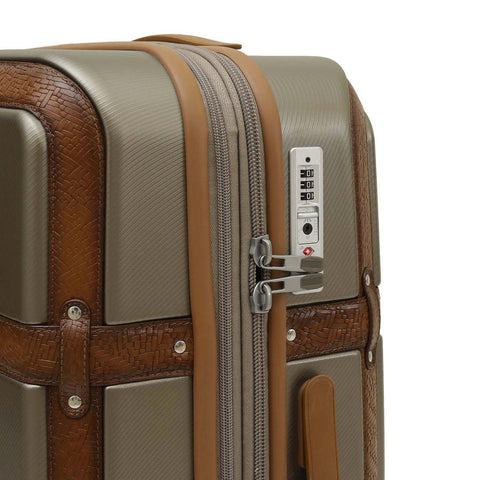 Large PC Mat Emboss Leather Trolley - Champange & Cognac