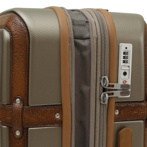 Large PC Mat Emboss Leather Trolley - Champange & Cognac