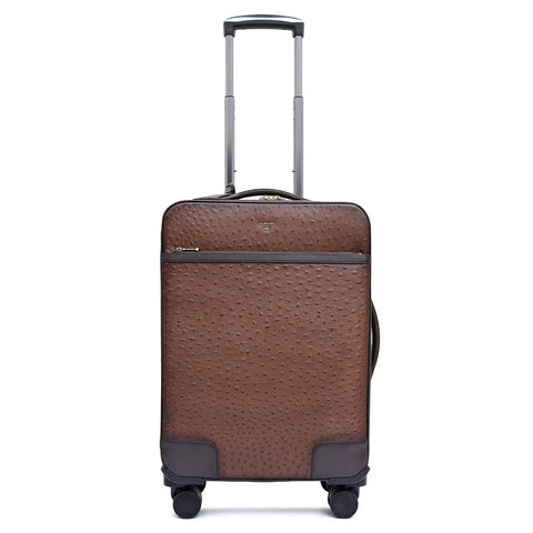 Ostrich Plain Leather Trolley - Brown