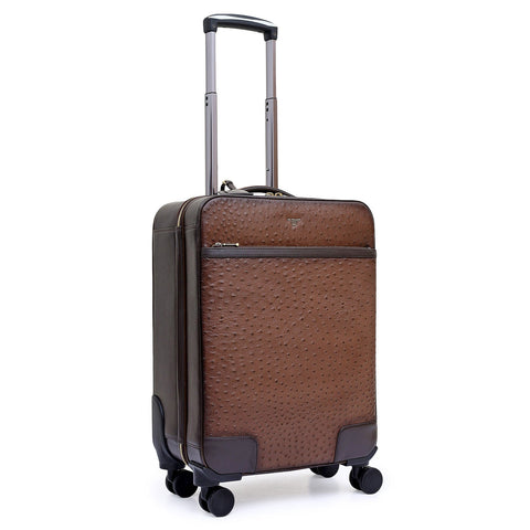 Ostrich Plain Leather Trolley - Brown