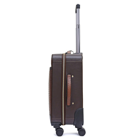 Ostrich Plain Leather Trolley - Brown