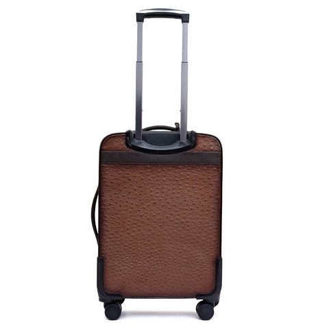 Ostrich Plain Leather Trolley - Brown