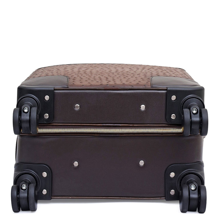 Ostrich Plain Leather Trolley - Brown