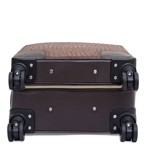 Ostrich Plain Leather Trolley - Brown
