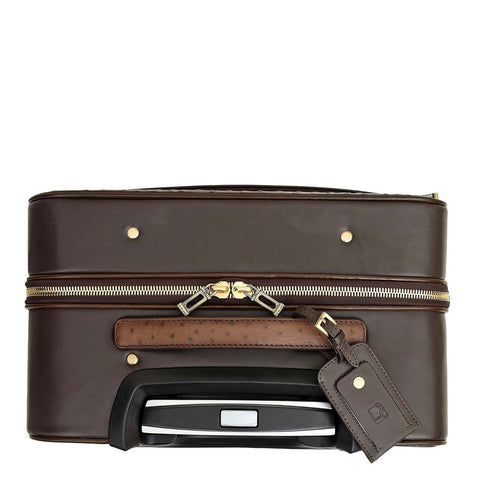 Ostrich Plain Leather Trolley - Brown