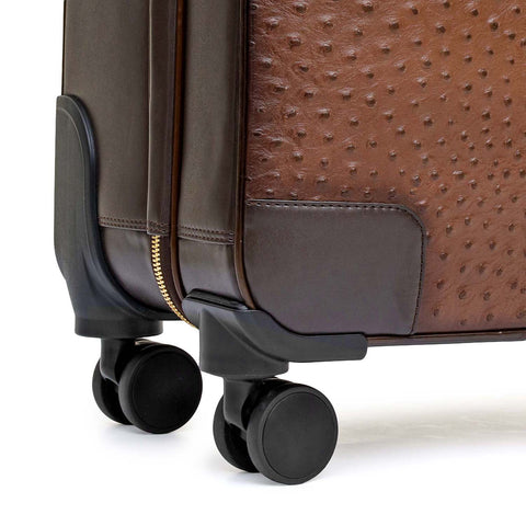 Ostrich Plain Leather Trolley - Brown