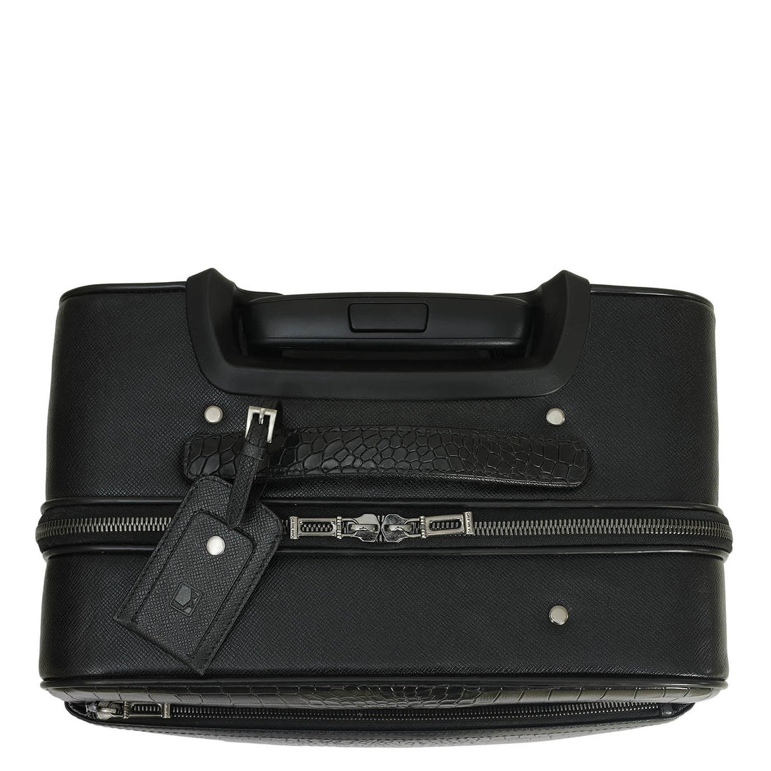 Croco Franzy Leather Trolley - Black