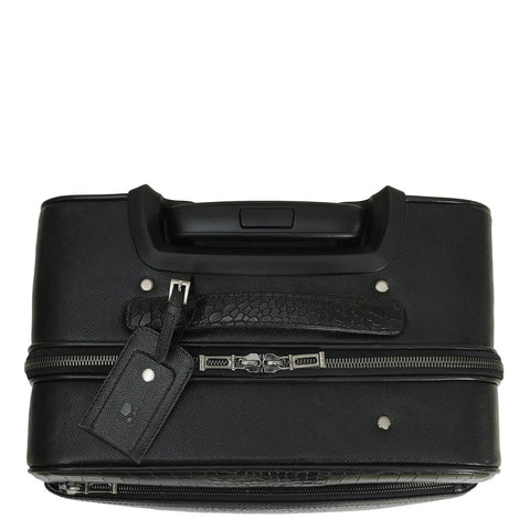 Croco Franzy Leather Trolley - Black