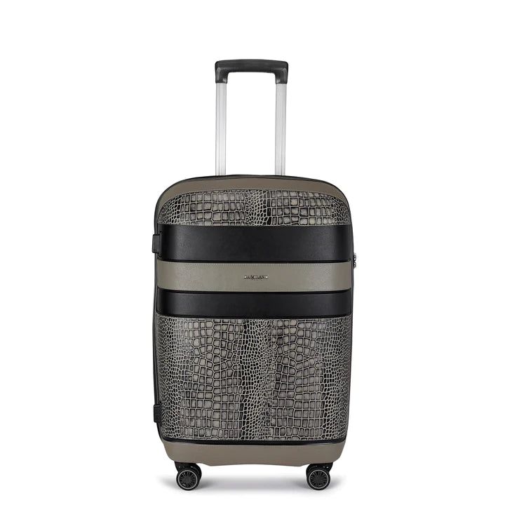 Medium PC & Croco Leather Trolley - Grey