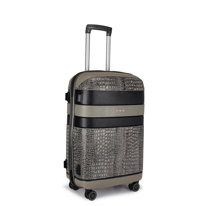 Medium PC & Croco Leather Trolley - Grey