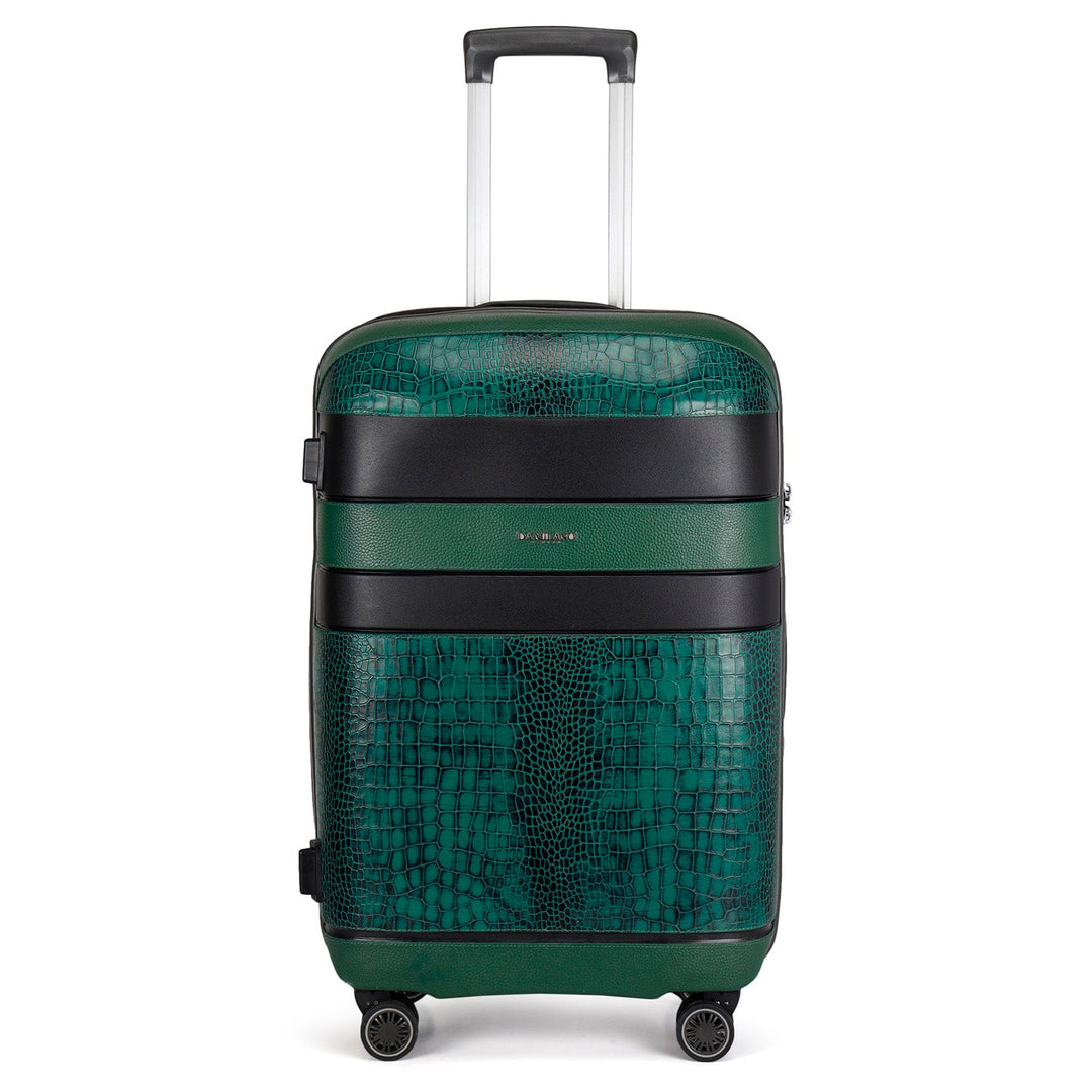 Medium PC & Croco Leather Trolley - Sea Weed