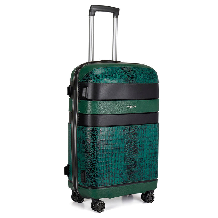 Medium PC & Croco Leather Trolley - Sea Weed