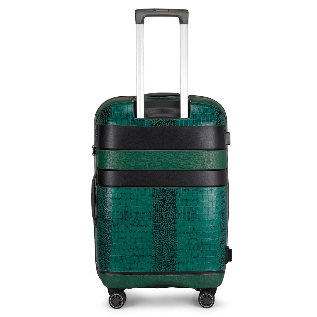 Medium PC & Croco Leather Trolley - Sea Weed