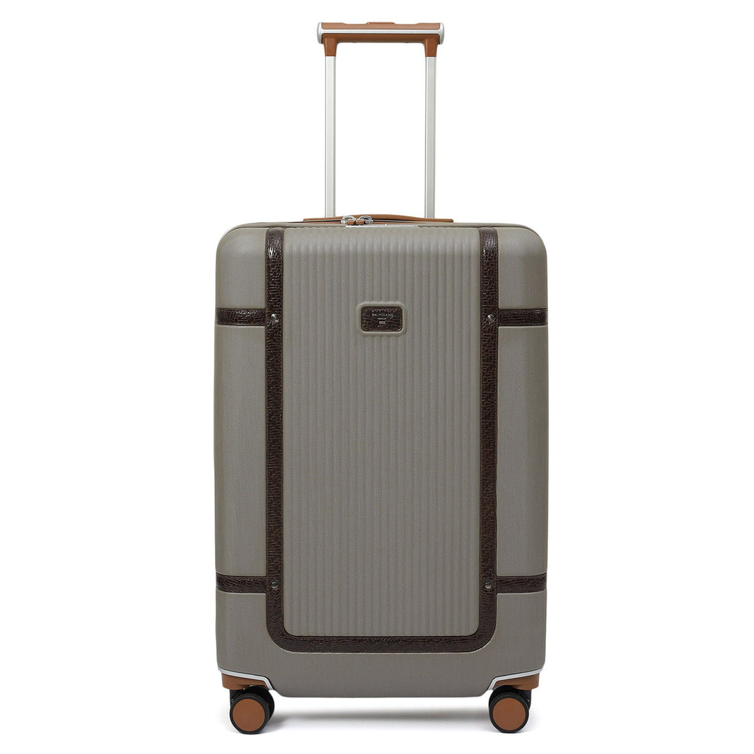 Large PC Mat Emboss Leather Trolley - Khaki & Brown