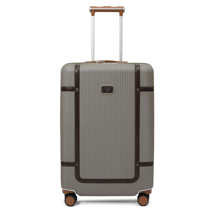 Large PC Mat Emboss Leather Trolley - Khaki & Brown