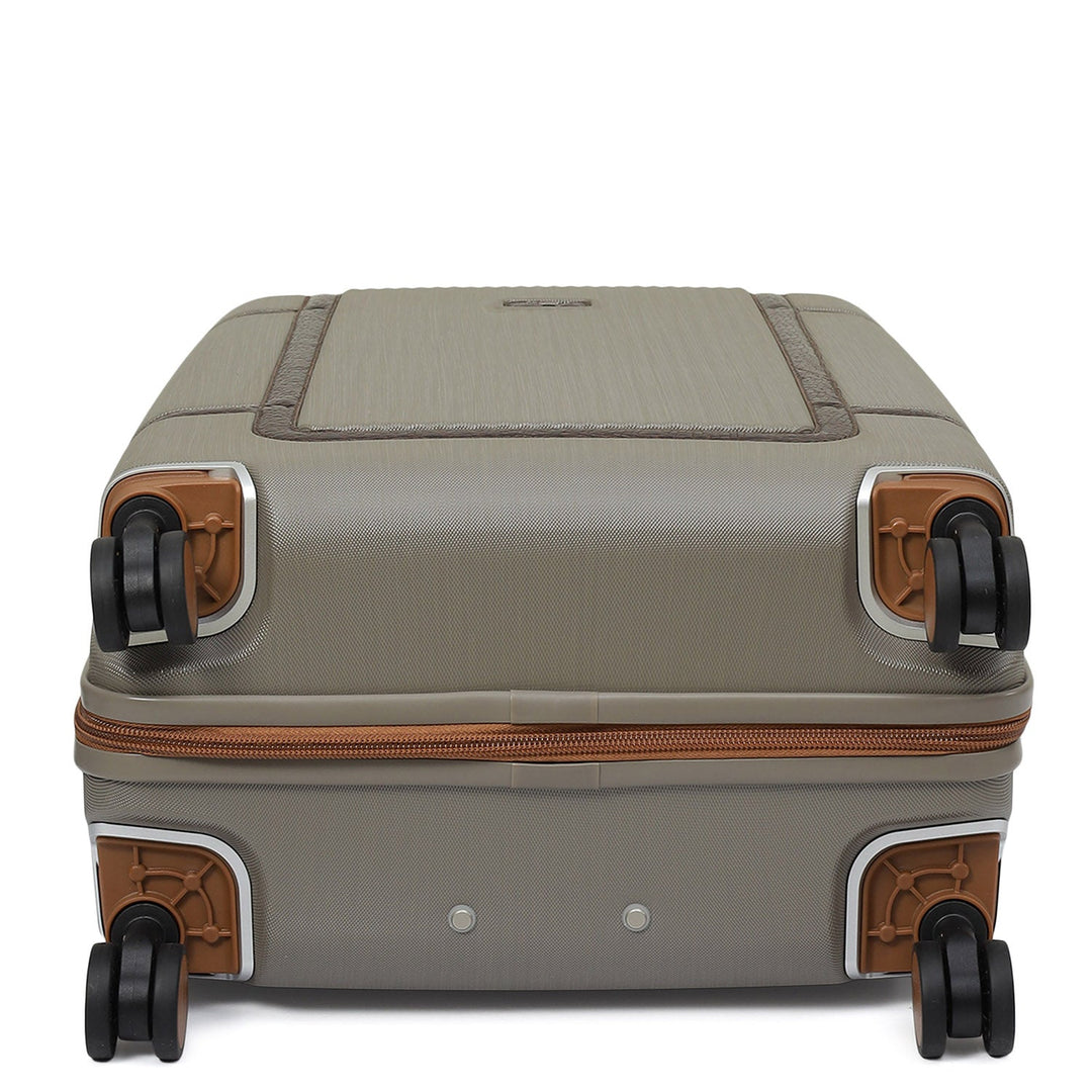 Large PC Mat Emboss Leather Trolley - Khaki & Brown