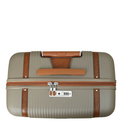 Large PC Mat Emboss Leather Trolley - Khaki & Cognac