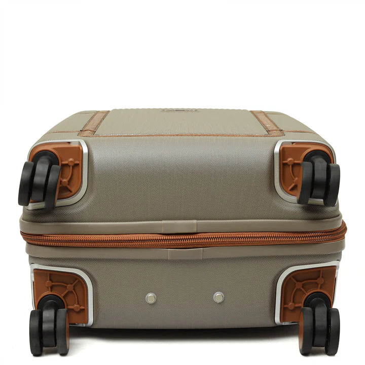 Small PC Mat Emboss Leather Trolley - Khaki & Cognac