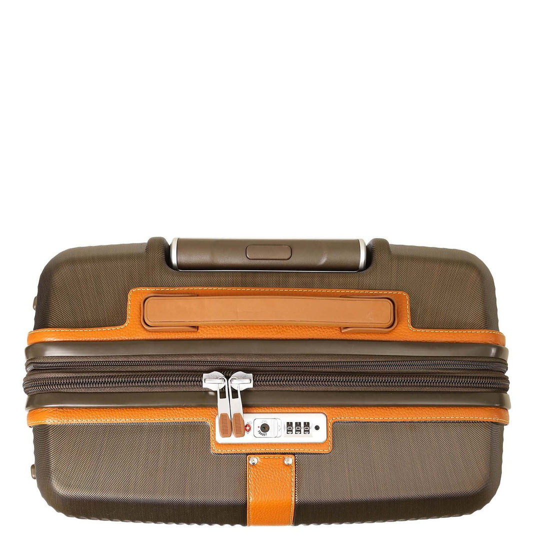 Medium PC Wax Leather Trolley - Bronze & Orange