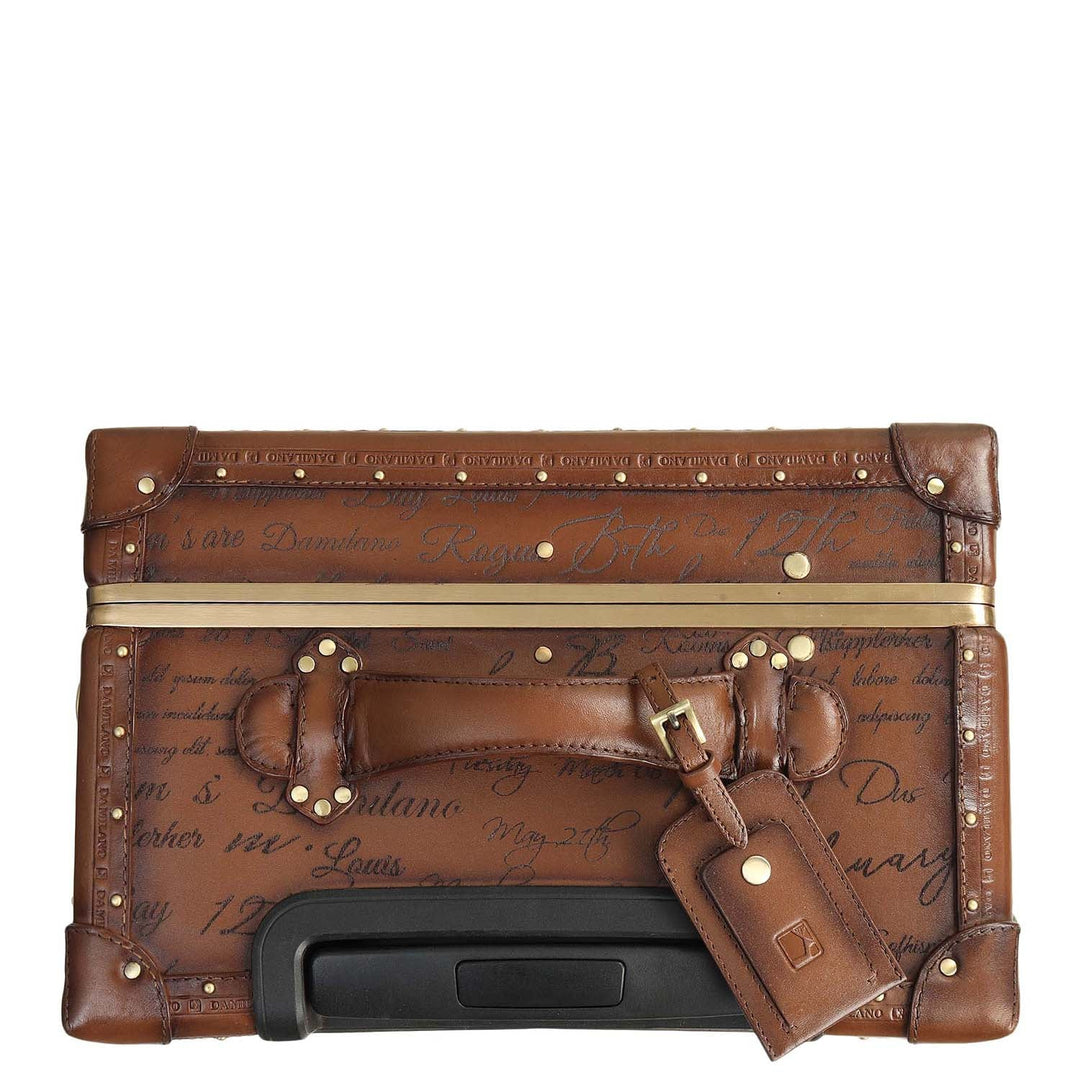 Signato Leather Trunk Trolley - Cognac