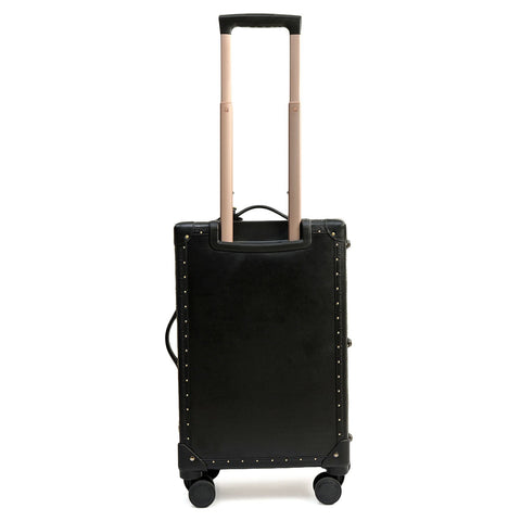 Fur Plain Leather Trunk Trolley - White & Black