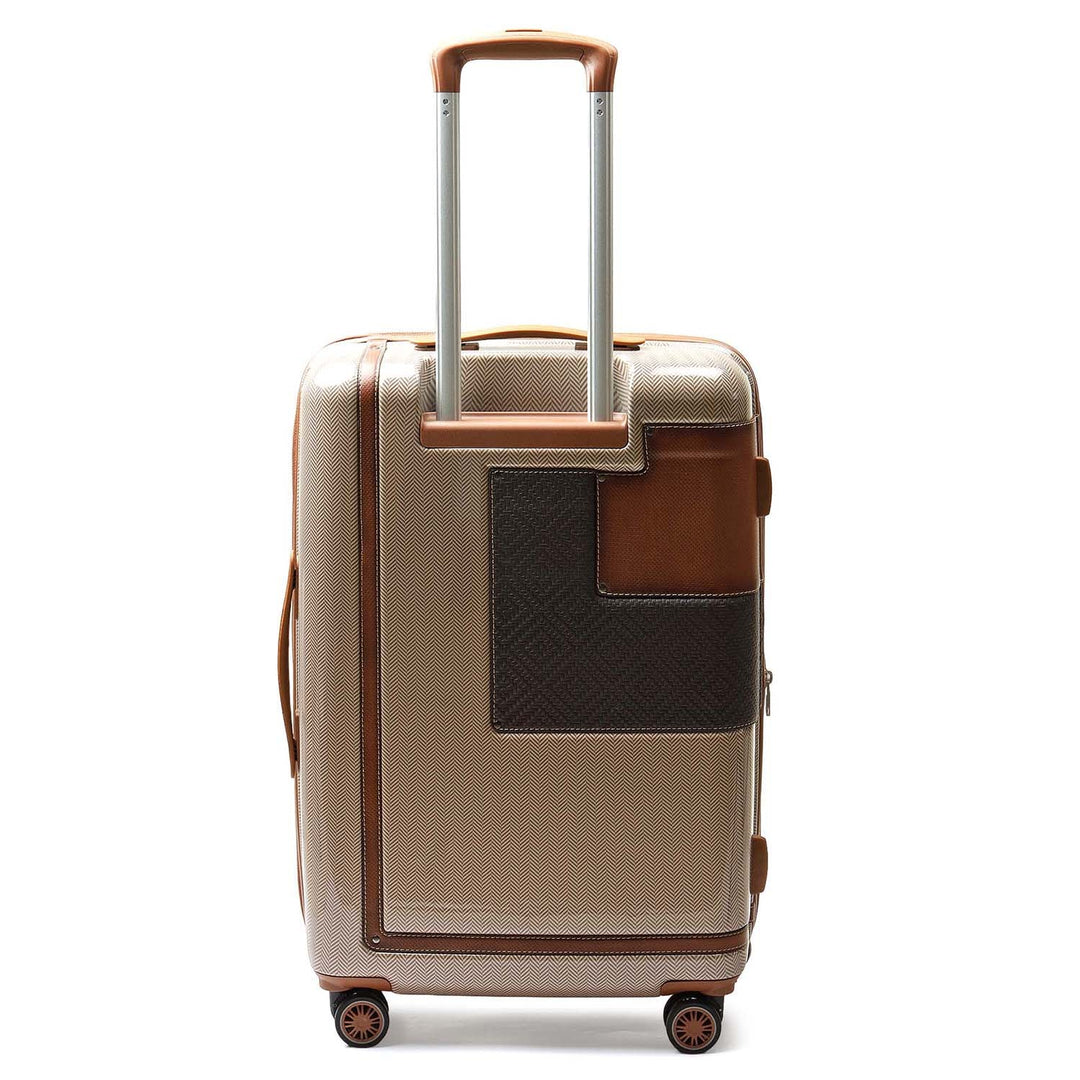 Polycarbonate Mat Emboss Leather Check-in Large Trolley - Beige & Brown