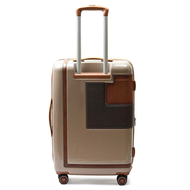 Polycarbonate Mat Emboss Leather Check-in Large Trolley - Beige & Brown