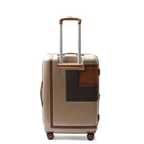 Polycarbonate Mat Emboss Leather Check-in Medium Trolley - Beige & Brown