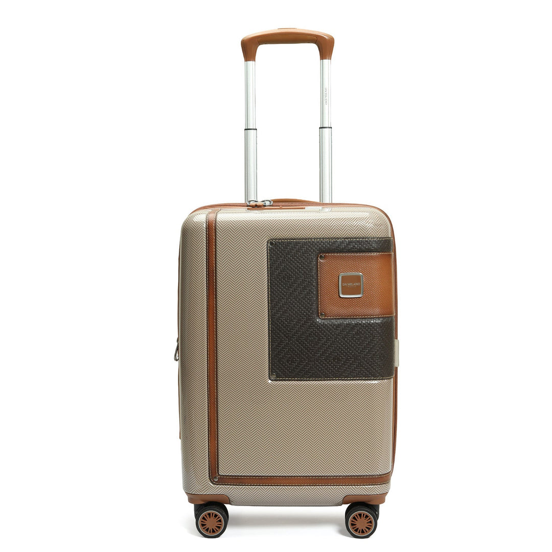 Small Heritage Embossed Beige & Brown Compact Trolley
