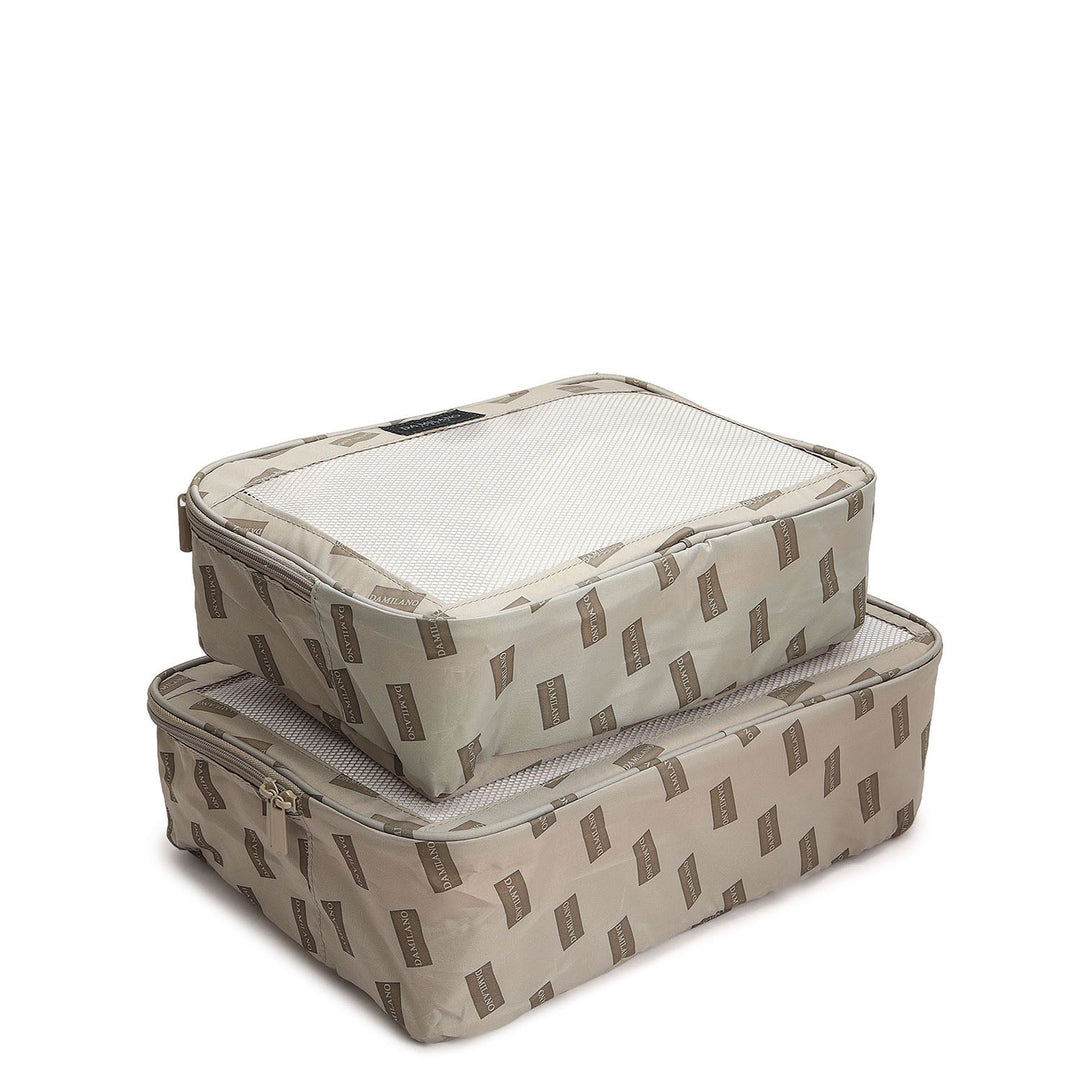 Small Heritage Embossed Beige & Brown Compact Trolley