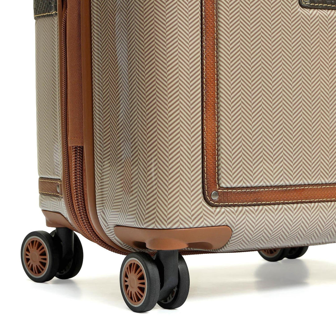 Small Heritage Embossed Beige & Brown Compact Trolley