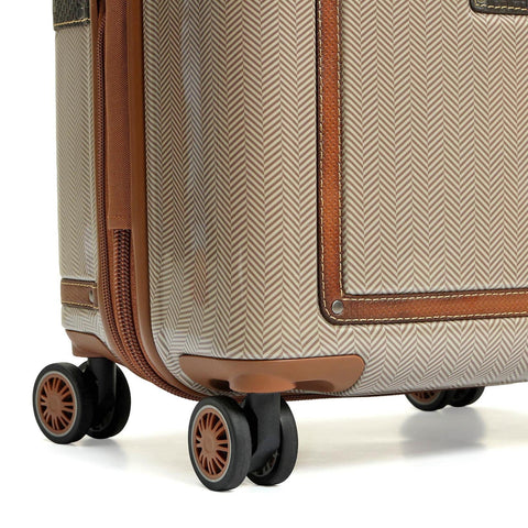 Small Heritage Embossed Beige & Brown Compact Trolley